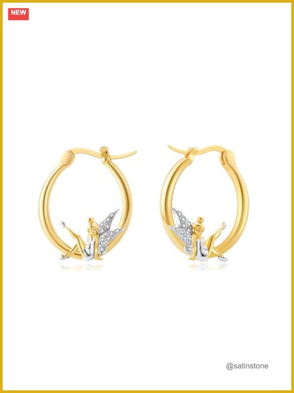 14K Gold Plated Copper Angel Devil Hoop Earrings Mismatched Huggie